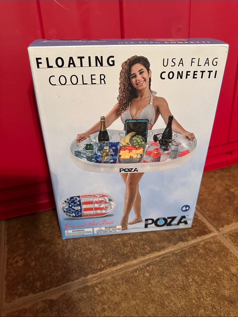 USA Flag Confetti Floating Cooler - White, Blue, Red